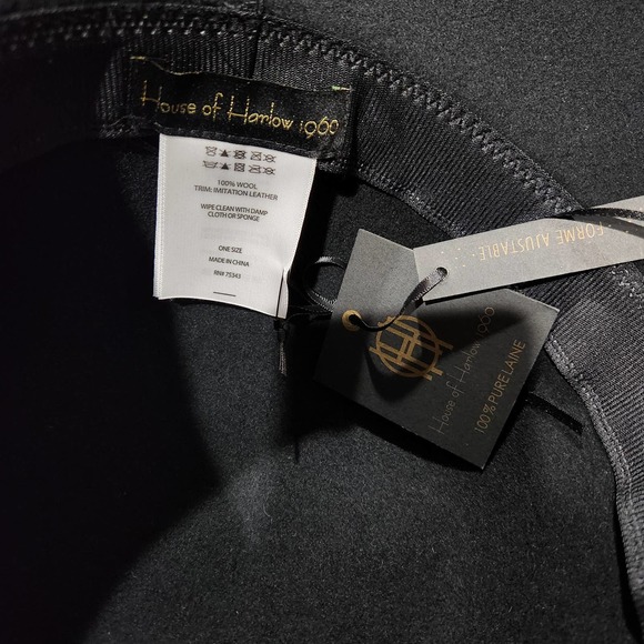 House of Harlow 1960 Black Floppy Wool Hat Women's One Size - Picture 3 of 4